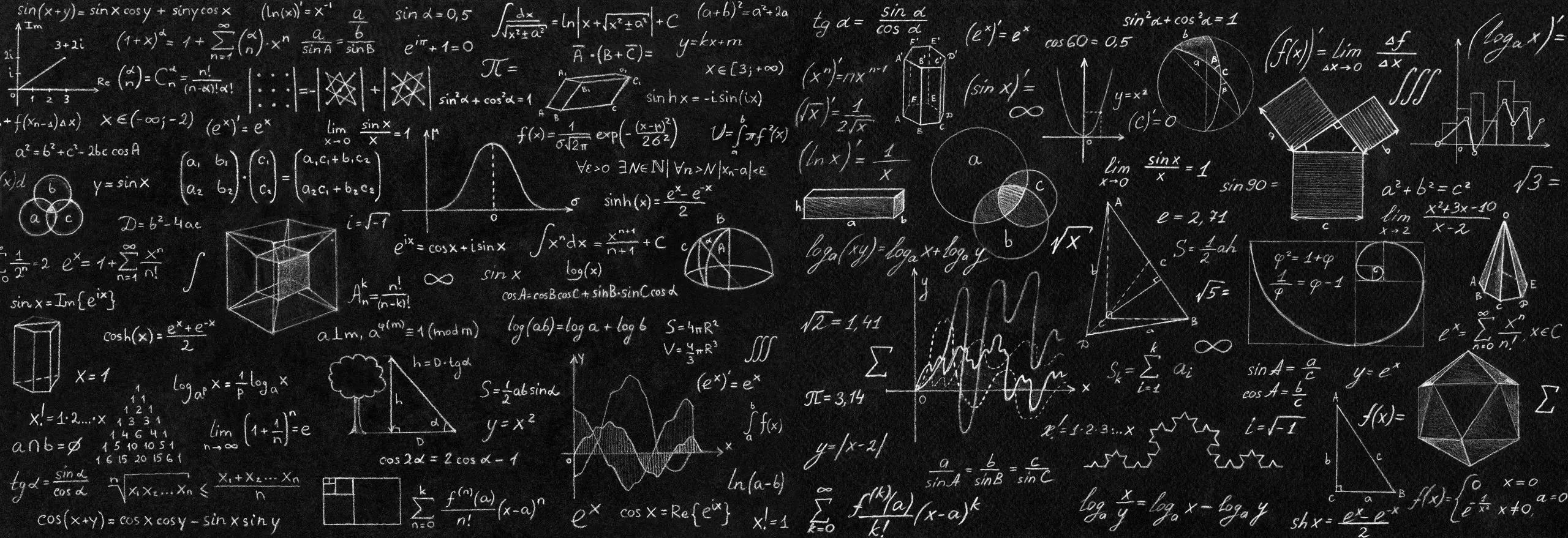 Blackboard inscribed with scientific formulas and calculations i
